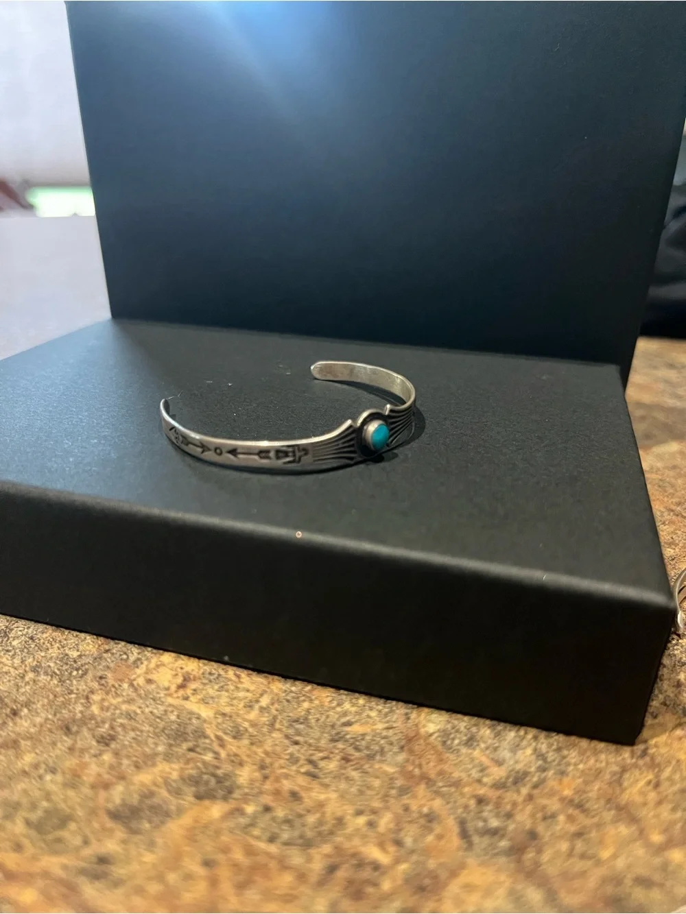 Sterling Silver Turquoise Inlay Cuff Bracelet- baby or toddler